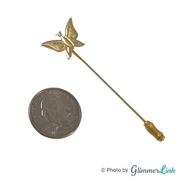 Vintage Gold Tone Butterfly Stick Pin - Picture 9 of 13